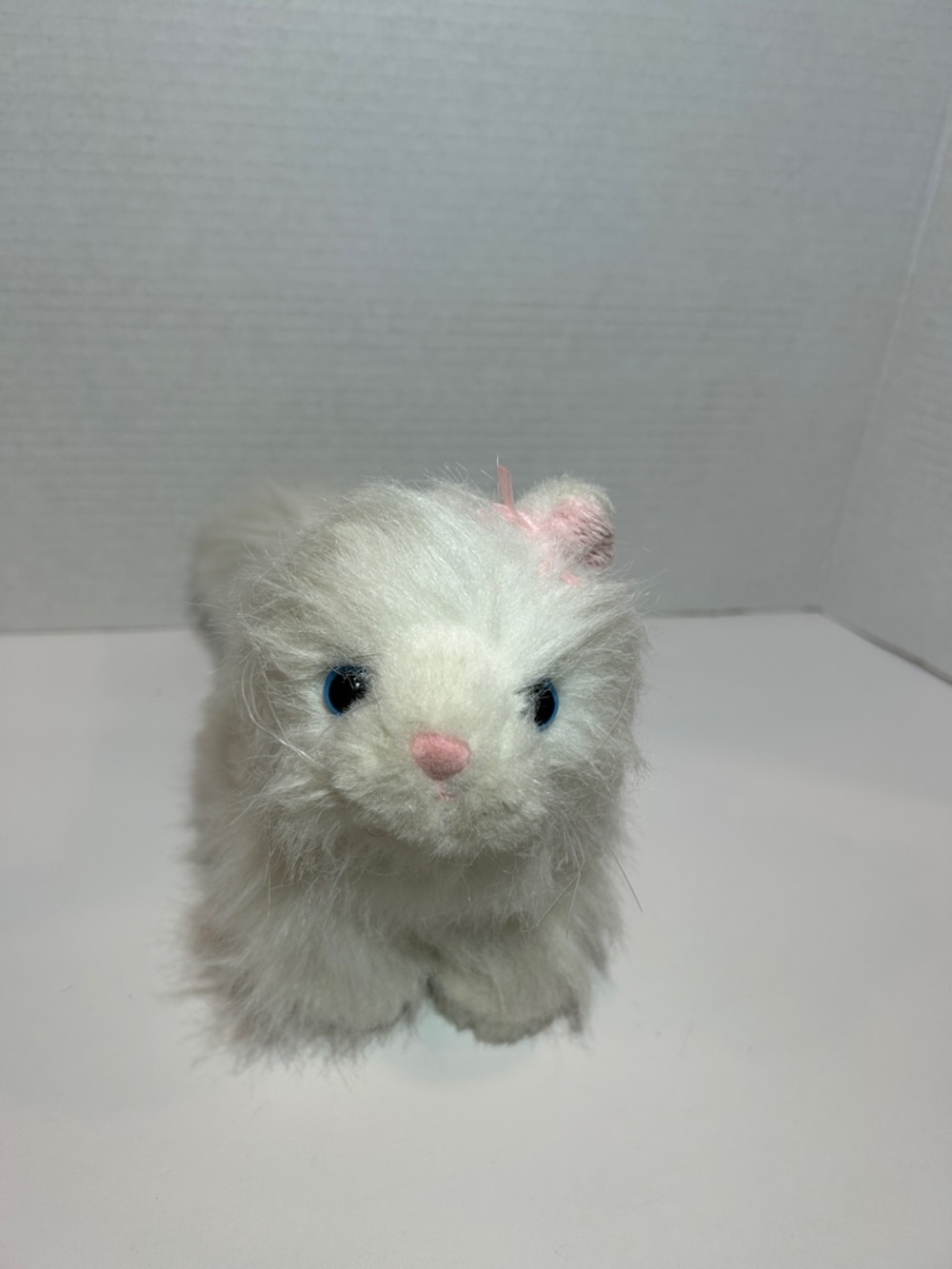 Vintage Ganz Webkins White Persian Cat Plush with Pink Bow -Stuffed Animal